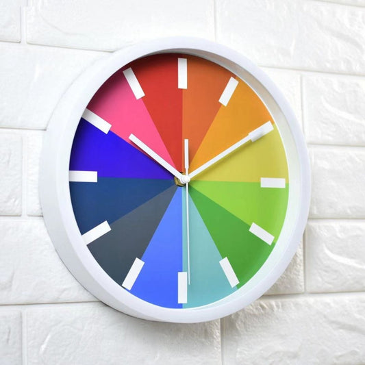 10-inch modern simple round rainbow color silent wall clock creative fashion living room aluminum wall clock fashion living room wall clock white electronic clock