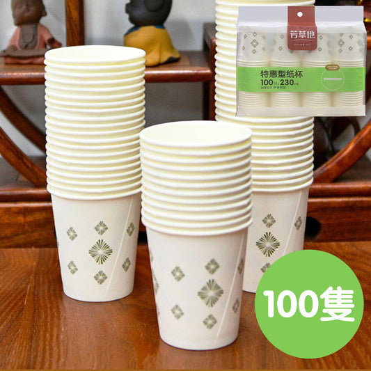 100 pieces thickened disposable paper cups with pattern heat-proof picnic supplies camping birthday party Christmas party disposable plastic cups