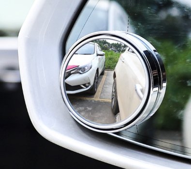 2 pieces of 360-degree rotating push-type car small round rearview mirrors - silver (two) adjustable angle side mirrors, auxiliary rear clock, 3M tape, non-marking blind spot mirrors, automotive supplies, auxiliary blind spot mirrors
