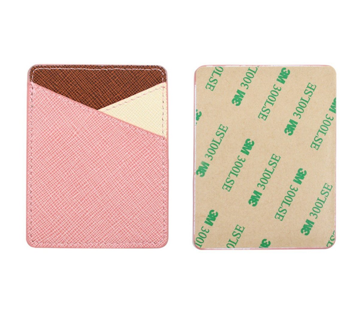 Cross pattern leather cross pocket cell phone back sticker card holder with self-adhesive credit card Octopus thin card holder card bag travel wallet loose wallet