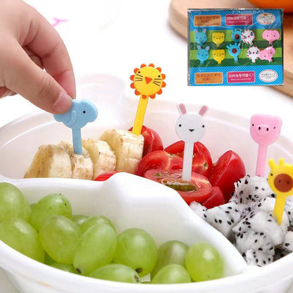 可愛動物迷你便當簽兒童卡通水果叉套裝創意塑料便當裝飾簽 餐叉- View 1-ManyMart 萬嚟買