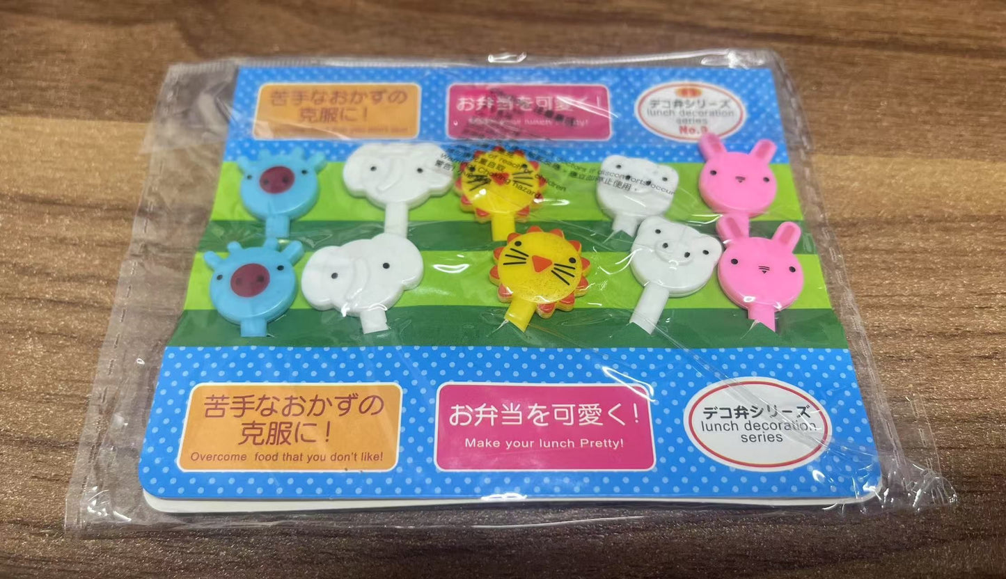 可愛動物迷你便當簽兒童卡通水果叉套裝創意塑料便當裝飾簽 餐叉- View 3-ManyMart 萬嚟買