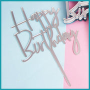 生日蛋糕插牌 Happy Birthday 銀色