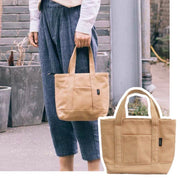 New Japanese and Korean canvas women's handbag, literary, simple and cute hand bag, mobile phone small bag, meal bag, lunch bag