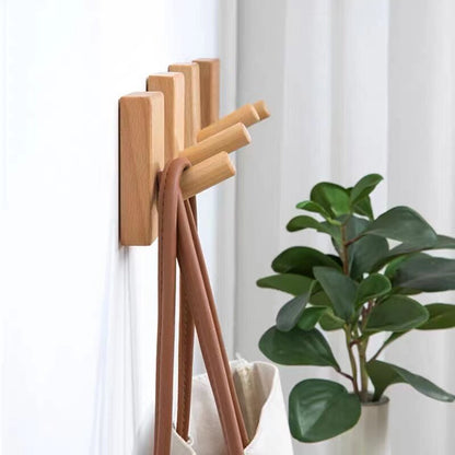 2 unprinted style beech wood baseboards without punching wooden hooks - set of 2 beech square hooks