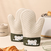 Silicone insulation gloves, thickened, non-slip, high temperature resistant oven gloves, baking anti-scalding kitchen microwave oven special hand clips