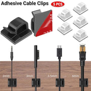 [5-Pack-White] Car Driving Recorder Wiring Buckle Network Cable Storage Cable Fixer Desktop Office Cable Manager