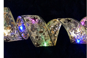 LED Hot Stamping Double-Layer Ribbon String Lights - Hot Stamping Gold Ribbon (Multicolored) 10m