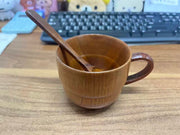 日式木質杯實木復古咖啡杯（送勺子）
