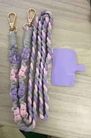 Japanese Daisy Hand-Beaded Phone Lanyard - Pink Purple