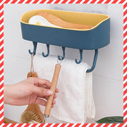 Japanese-style minimalist seamless multi-functional hook/shelf, minimalist soap and cleaning tool draining rack, bathroom hanging kitchen cleaning tool sponge draining rack, Muji-style convenient hook, toilet rack, toothbrush and face wash hook