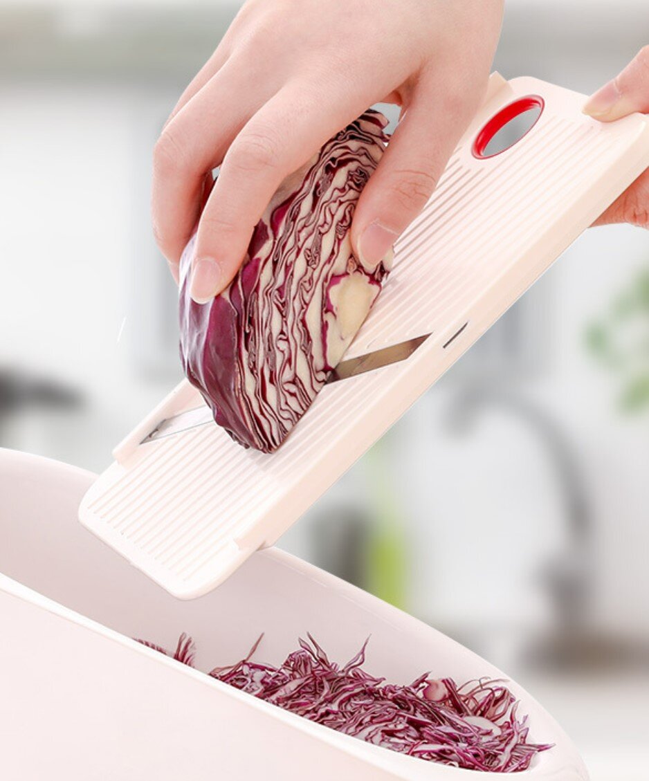 ECHO日本進口家用廚房手動切菜器 塑料可懸掛大頭菜切片器刨刀 刀具套裝