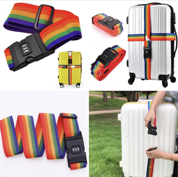 彩虹 一字 密碼鎖行李帶 打包帶 箱包行李帶 旅行箱捆綁帶 行李帶