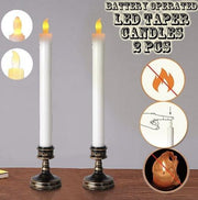 2 PCS Electronic LED Imitation Tears Long Stem Candles with Candle Holders