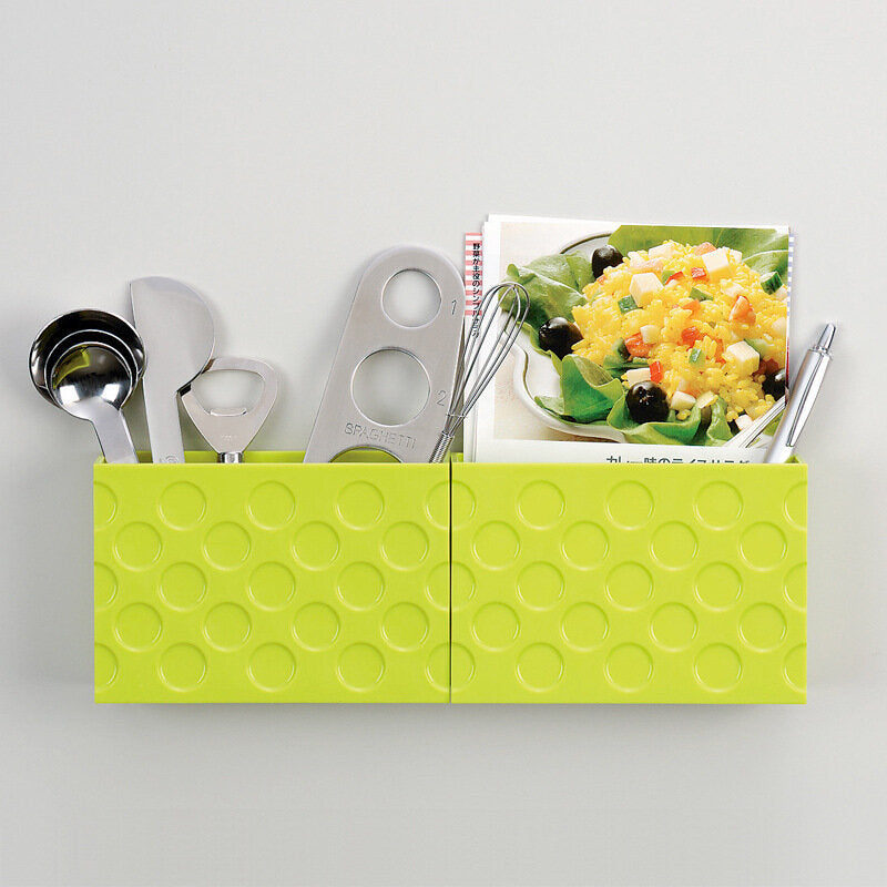 冰箱磁石盒收納盒廚房塑料儲物盒長方形冰箱貼整理盒子磁鐵吸附 綠色