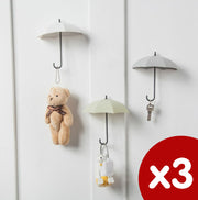 Creative Umbrella Hanger, Nail-free Cute Small Adhesive Hooks, Door Back Adhesive Hooks, Wall Hooks, Pack of 3