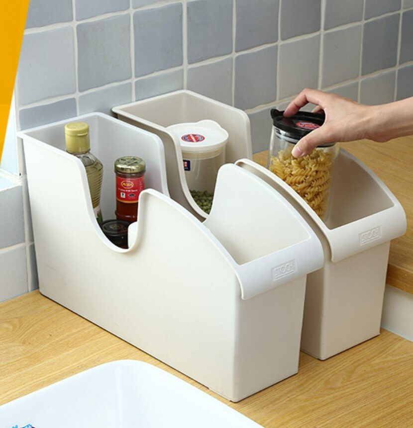 Japanese-style universal wheeled storage box white kitchen storage rack storage pot lid rack spice rack multi-functional bathroom cosmetics storage organization box storage box