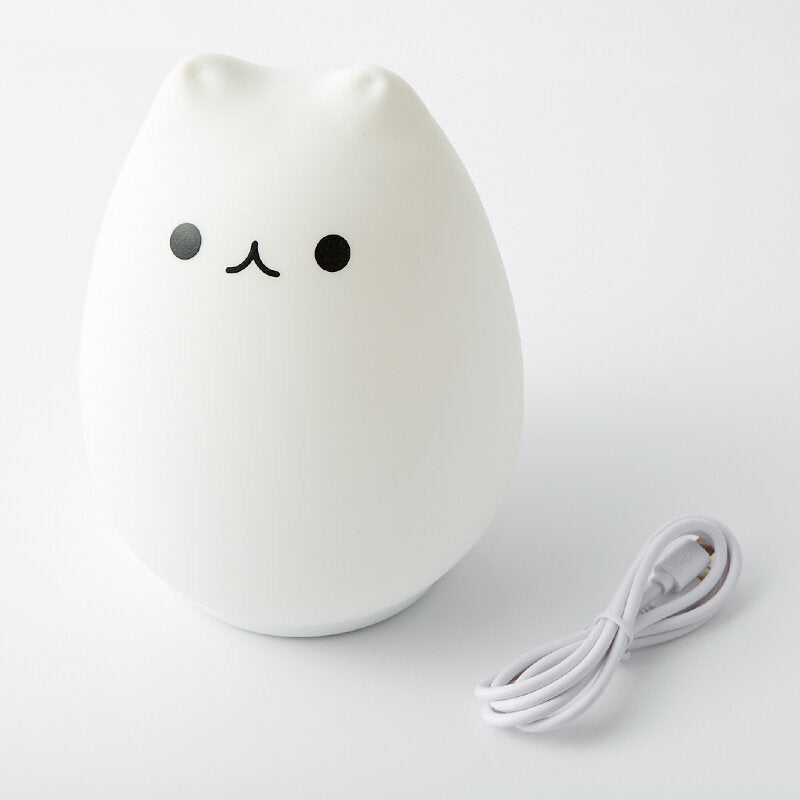 Color Changing Cat Soft Night Light LED Children's Night Light Cute Cat Lamp 7 Breathing Modes Pat Switch Control USB Charging Lighting USB Lighting Bedside Lamp Atmosphere Lamp Table Lamp