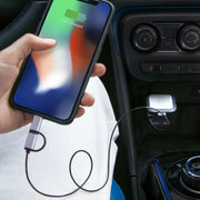 全家都岩用-4.8A 雙USB 高速車用充電器連Android Lighting 頭 點煙頭充電器 自帶線 智慧車充 USB車充 車充擴充 充電器 車用充電器