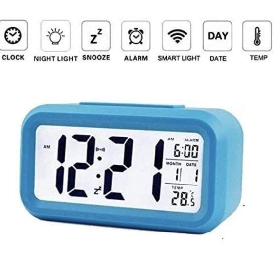 Blue ** creative large screen LCD electronic alarm clock with luminous/date function/thermometer function electronic clock