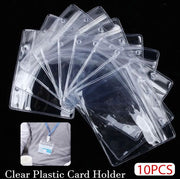 [10 Pack] Transparent Employee ID Card Holder Student ID Card Holder PVC Soft Film Document Protector ID/Bus Pass Holder Waterproof Card Holder