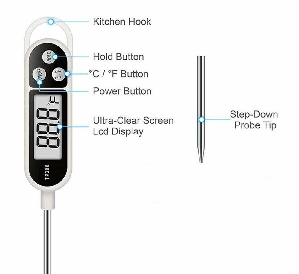 TP300 Electronic Food Thermometer (-50°C - 300°C / -58°F - 572°F) x 1 food thermometer