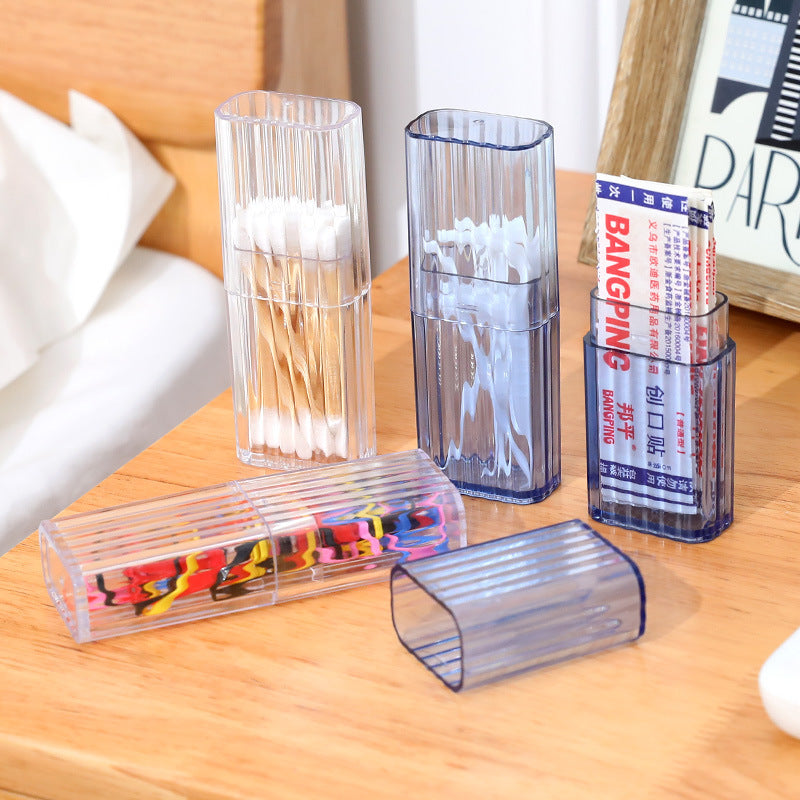 Travel portable transparent small items storage box cotton swabs, band-aids, toothpicks, sorting and organizing box, dust-proof storage box, transparent white, set of 2 storage boxes