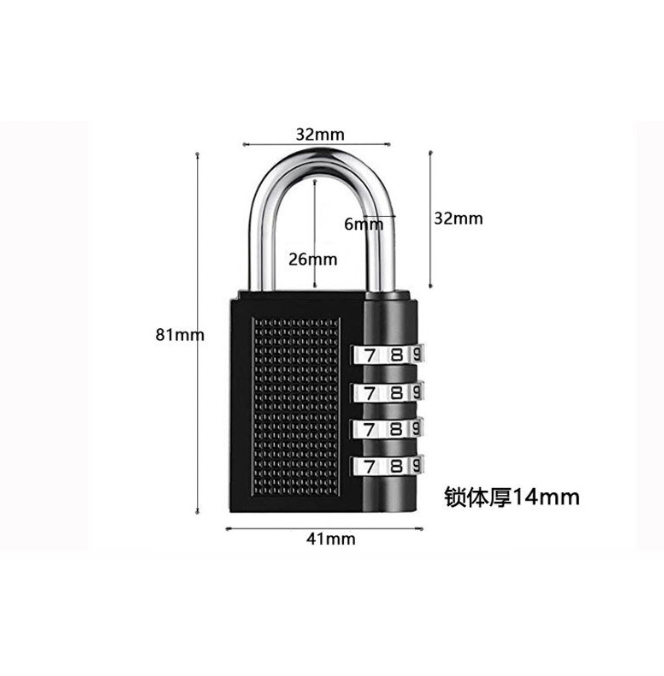 (Black) Anti-theft and anti-pry alloy custom 4-digit password padlock zinc alloy safety padlock mini storage/luggage box/fitness room/anti-theft lock/private Locker four-digit zinc alloy safety padlock lock