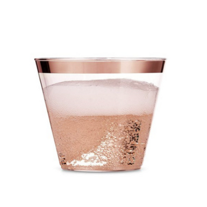 270ml rose gold rim disposable cups (10 pieces) disposable plastic cups