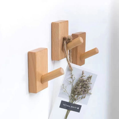 2 unprinted style beech wood baseboards without punching wooden hooks - set of 2 beech square hooks