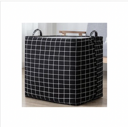 Black square waterproof and moisture-proof large-capacity quilt storage bag moving clothes packing and organizing bag black grid (140L) storage box