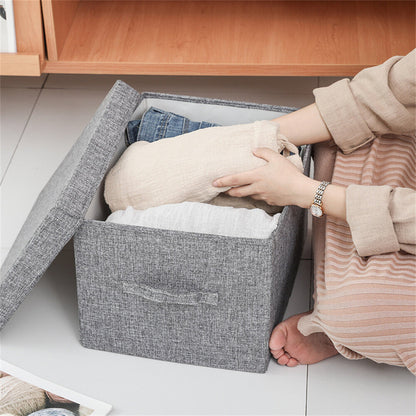 Off-white small covered cotton storage box for clothing, toys and sundries multi-functional storage basket storage basket [parallel import]