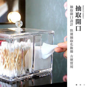 棉花棒收納盒 飾品盒 棉花棒盒 交換禮物 聖誕禮物 桌上化妝品收納盒 彩妝收納 飾品收納架 透明壓克力 帶蓋化妝棉收納盒棉簽盒子透明梳妝台桌面收納棉簽盒棉片盒