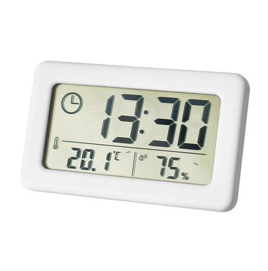 Japanese unprinted style white electronic clock simple clock light and thin temperature and humidity electronic clock Nordic style clock convenient clock electronic clock