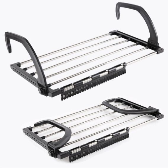 Stainless steel folding rack terrace window sill clothes rack clothes ...