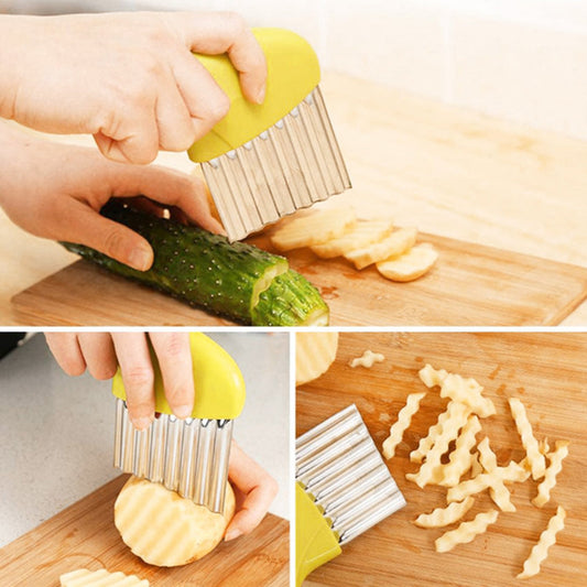 Multi-functional potato knife, corrugated knife, potato knife, potato slicer, potato slicer, fries chopper, corrugated knife, flower knife, fries knife, slicer, good kitchen helper, potato chip kitchen knife