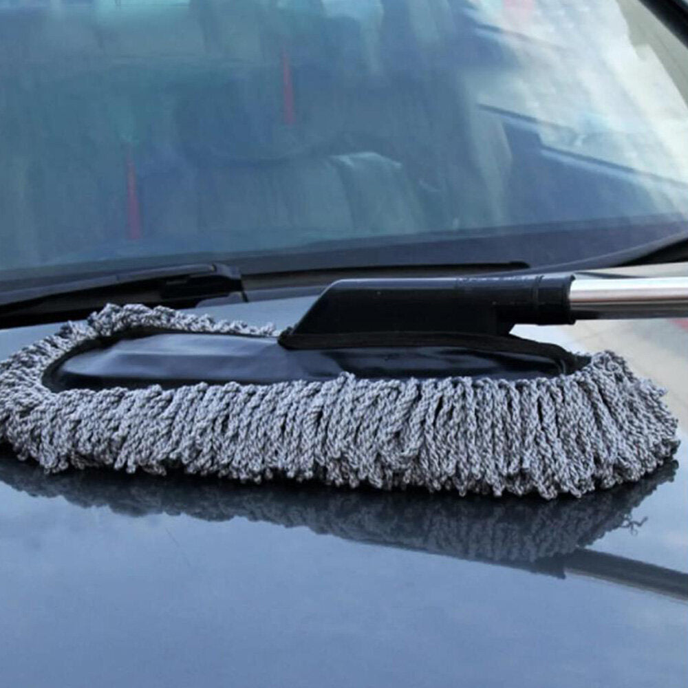 Blue telescopic nanofiber wax mop dust removal car duster car mop car brush car cleaning tools car supplies