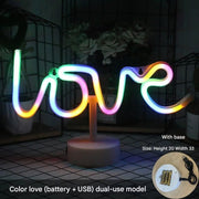 LED造型燈圓型底座霓虹燈LOVE彩色【兩用款底座】 底座（電池+USB）