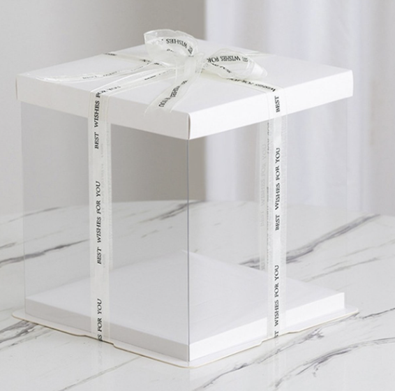 【8 inch Double Layer】Transparent Birthday Cake Box Square Cake Box Baking Cake Storage Box Holiday Cake Packaging Box Gift Box Packaging Box Cake Storage Box Cupcake Box Dessert Box Pastry Box Cake Stand