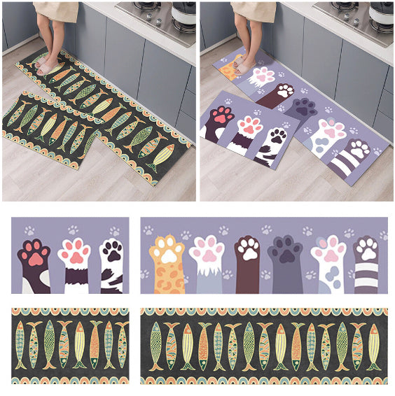 Nordic crystal velvet non-slip kitchen bathroom floor mat carpet door dust-proof non-slip comfortable floor mat long and short floor mat - fish style - 40*60cm (1 picture)