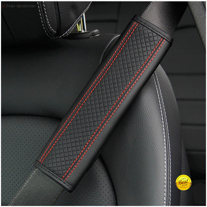 Fiber leather embossed car seat belt shoulder protector protective cover safety belt seat belt cover retaining clip