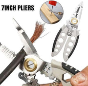 [Silver] 7-inch multifunctional wire stripping pliers, electrician's special tools, wire cutters, wire pulling pliers, wire crimping pliers
