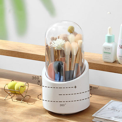 Muji style simple storage box makeup brush storage rack 360° rotating pen holder student desktop office stationery storage bucket cosmetics storage storage box