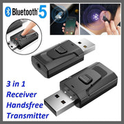 [1 Pack] USB Wireless Audio 2-in-1 Bluetooth 5.0 Receiver Transmitter TV Computer Car AUX 3.5mm 2-in-1 Bluetooth Transmitter