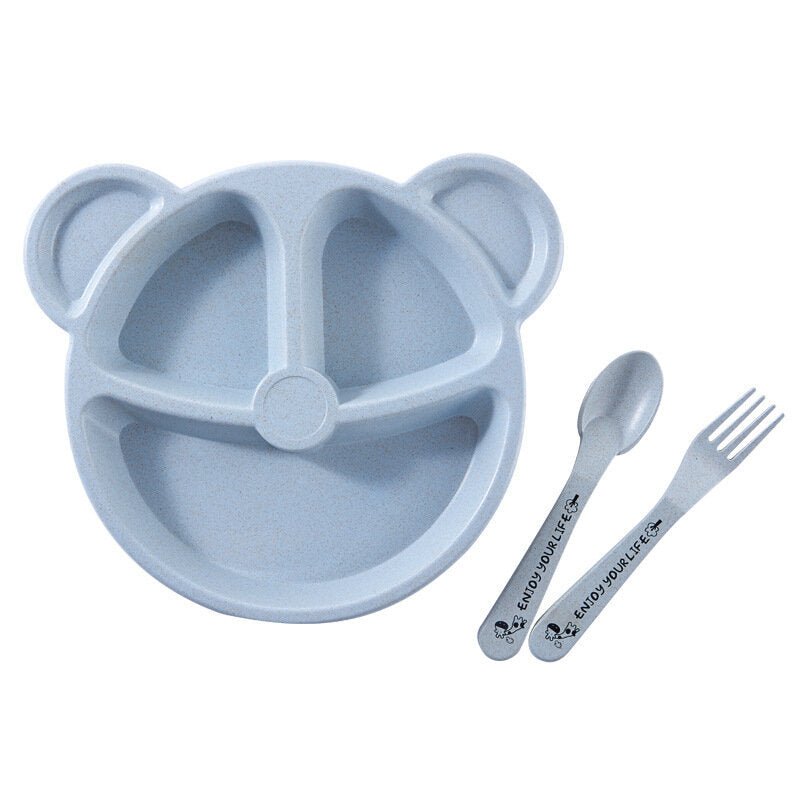 小麥稭稈卡通兒童分格餐盤 幼兒園學生餐具餐盤套裝 兒童碗碟