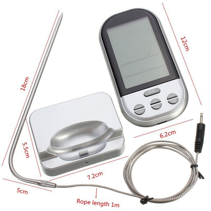 Oven food thermometer/wireless portable cooking thermometer/meat cooking temperature (one piece) wireless barbecue thermometer kitchen food thermometer with base wireless remote backlight barbecue thermometer cooking set