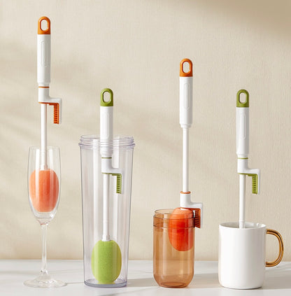 Sponge cup brush three-in-one cup straw brush pacifier bottle brush long handle cup brush