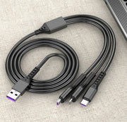 iPhone Lightning Android TypeC 3合 1 一拖三加粗防拉址充電線1.2m 芭蕉扇充電 一拖三 一開三