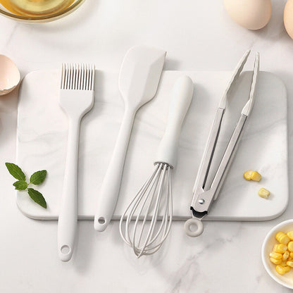Food grade silicone mini baking tools 4-piece set mini baking spatula oil brush egg beater mini food clip cooking set