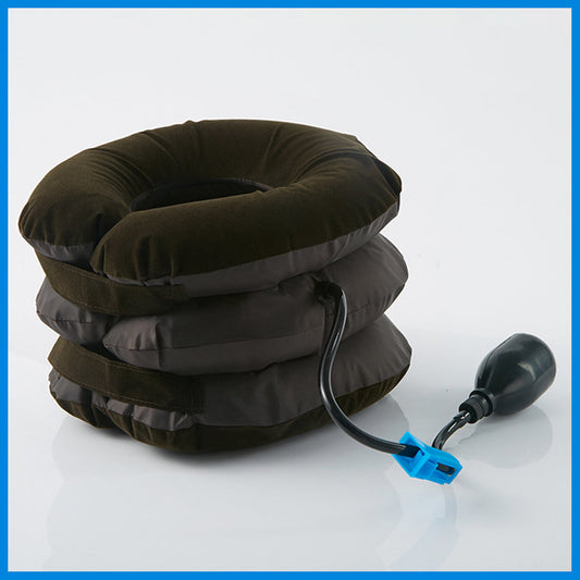 便携式颈椎矫正牵引器三层充气护颈颈托牵引器旅行枕颈枕充气枕头
